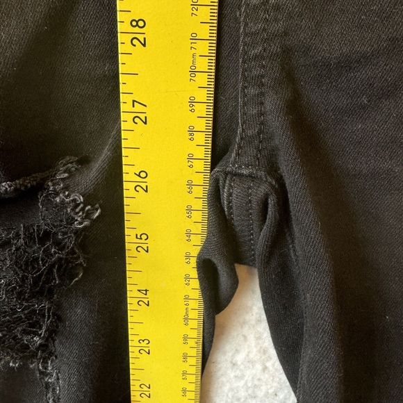 American Eagle Jeans Next Level Stretch Distressed Black Dark Wash Denim Size 0 - Picture 15 of 16
